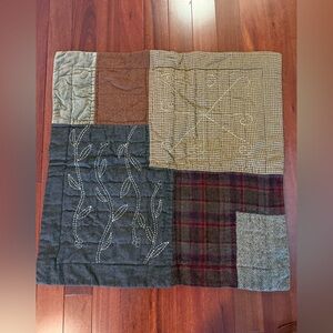 Pottery Barn Haberdashery Euro Pillow Sham Houndstooth Brown Velvet Rustic